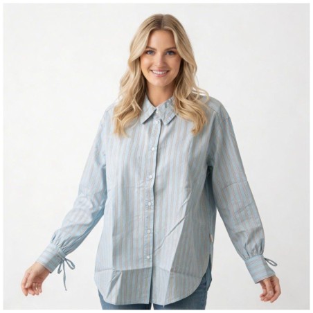 Chemise Longue Popeline TOM TAILOR - Coton 100% Rayée