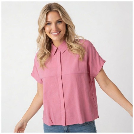 Blouse Viscose Rose Manches Courtes | K Design