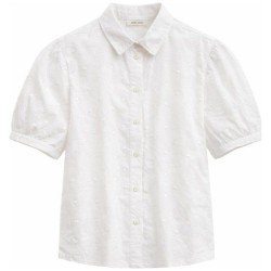 Chemise Coton Pois Tom Tailor | Blanche Manches Courtes