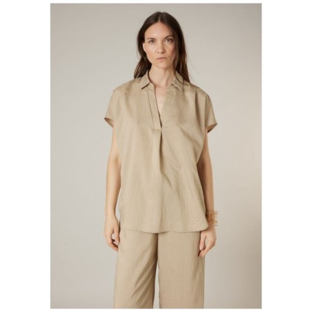 Blouse NOEFI BL W Deeluxe – Rayures Beige Oversize
