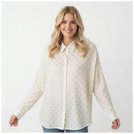 Blouse Blanche Dorée TOM TAILOR - Coton Élégante Femme