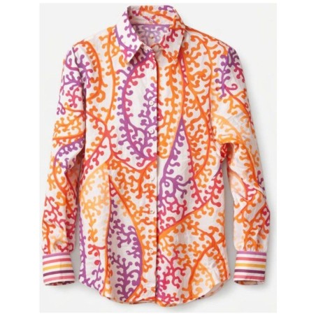 Chemisier Anissa Loose Motif Corail - LA CIBLE ROUGE