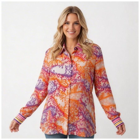 Chemisier Anissa Loose Motif Corail - LA CIBLE ROUGE